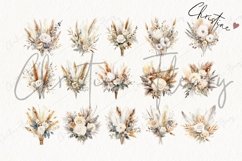 Watercolor Boho Neutral Floral Clipart Product Image 4