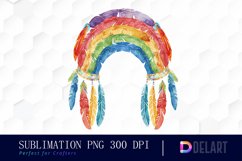 Boho Rainbow Watercolor Clipart Product Image 1