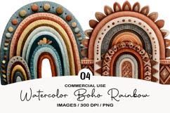 Watercolor Boho Rainbow Clipart Product Image 1
