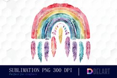 Boho Rainbow Watercolor Clipart Product Image 1
