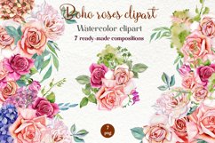 Watercolor boho roses clipart. Sublimation PNG Product Image 1