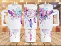 Boho Tumbler Wrap, 40 oz tumbler wrap, Watercolor Flower Tumbler Wrap, Watercolor Flower Png