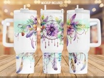Boho Tumbler Wrap, 40 oz tumbler wrap, Watercolor Flower Tumbler Wrap, Watercolor Flower Png