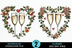 Watercolor Boho Valentines Collection Art Clipart Product Image 1