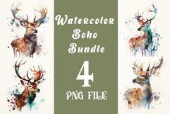 Deer Boho watercolor sublimation Bundle, PNG Design Product Image 1
