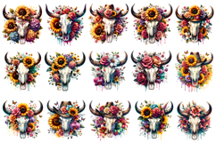 boho bull skull, western floral clipart, bull skull sublimation, boho cow skull, desert floral clipart, western sublimation bundle, boho floral skull, rustic bull skull, desert chic png, boho western clipart