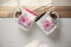 Watercolor book pink flowers sparkle shining diamonds reading back to school 20oz tumbler skinny mug wrap clipart t-shirt sublimation printable design