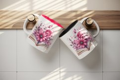 Watercolor book pink flowers sparkle shining diamonds reading back to school 20oz tumbler skinny mug wrap clipart t-shirt sublimation printable design