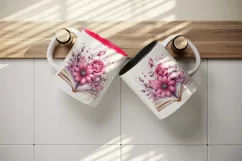 Watercolor book pink flowers sparkle shining diamonds reading back to school 20oz tumbler skinny mug wrap clipart t-shirt sublimation printable design
