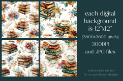 Book Seamless Pattern, Vintage Books, Cup of Tea Patterns s5 Product Image 2