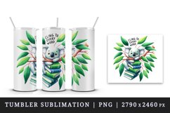 Watercolor books koala tree eucalyptus Cling to Every Word quote print 20 oz tumbler skinny mug wrap clipart t-shirt sublimation printable design