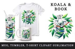 Watercolor books koala tree eucalyptus Cling to Every Word quote print 20 oz tumbler skinny mug wrap clipart t-shirt sublimation printable design