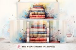 Watercolor Books Mug Wrap Sublimation Designs, 3d Mug, Books Png