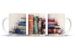 Watercolor Books Mug Wrap Sublimation Designs, 3d Mug, Books Png