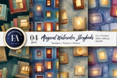 Watercolor Books with Shining Glow Digital Paper Product Image 1