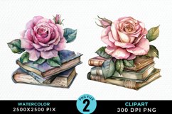 Watercolor Books Rose Exquisite Clipart Product Image 1