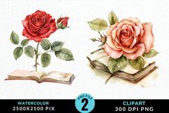 Watercolor Books Rose Exquisite Clipart Product Image 1