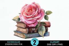 Watercolor Books Rose Exquisite Clipart Product Image 1