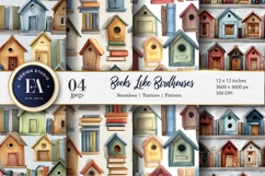 Watercolor Books Birdhouse Shape Seamless Digital Paper Product Image 1