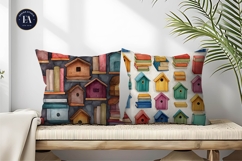 Birdhouse Shaped Books Watercolor Seamless Digital Paper Product Image 2
