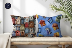 Birdhouse Shaped Books Watercolor Seamless Digital Paper Product Image 2