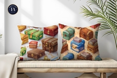 Hand-Painted Books Shaped Like Treasure Chests Digital Paper Product Image 2