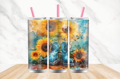 3D Watercolor Boots Sunflowers Flower Tumbler wrap Bundle Product Image 3