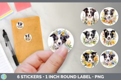 Bundle of six Wild Flowers Border Collies Stickers designs.