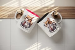 Watercolor boss cat in glasses sitting on chair The Real Boss quote print 20 oz tumbler skinny mug wrap clipart t-shirt sublimation printable design
