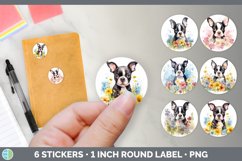 Bundle of six Wild Flowers Boston Terriers Stickers designs.