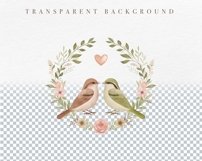 Botanical Love Birds Watercolor Floral Clipart Set Product Image 6