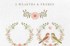 Botanical Love Birds Watercolor Floral Clipart Set Product Image 3
