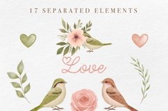 Botanical Love Birds Watercolor Floral Clipart Set Product Image 2