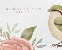 Botanical Love Birds Watercolor Floral Clipart Set Product Image 5