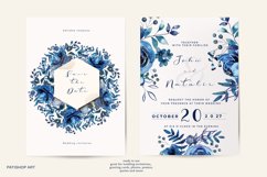 Watercolor Midnight Blue Floral Clipart Set Product Image 6