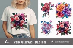 Bouquet Cosmic Rose Flowers Clipart Product Image 1