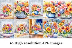 Watercolor bouquet of flowers in vase Product Image 2