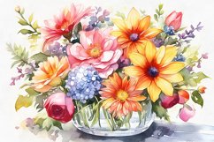 Watercolor bouquet of flowers in vase Product Image 3