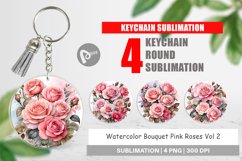Keychain Watercolor Bouquet Pink Roses Product Image 1