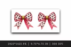 Watercolor bow with pink leopard print Valentines Day love print 20 oz tumbler skinny mug wrap clipart t-shirt sublimation printable design