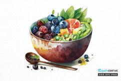 Watercolor Bowl Healthy PNG Clipart Product Image 1