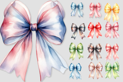 Watercolor Bows Clipart Pastel and Vibrant Ribbon PNG Product Image 2