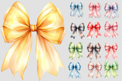 Watercolor Bows Clipart Pastel and Vibrant Ribbon PNG Product Image 3