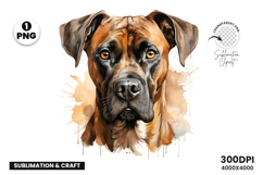 Watercolor Boxer Dog Clipart, Boxer Dog PNG Digital Download, Pet Portrait Sublimation Design, Dog Lover Clipart for Crafts, Boxer Dog Wall Art Printable, Hand Painted Dog Clipart PNG, Watercolor Dog Sublimation PNG, Cute Pet Portrait Digital Art, Boxer D