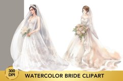 Watercolor Bride clipart, Wedding Clipart png Product Image 1