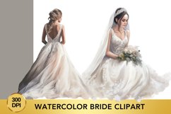 Watercolor Bride clipart, Wedding Clipart png Product Image 1