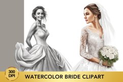 Watercolor Bride clipart, Wedding Clipart png Product Image 1