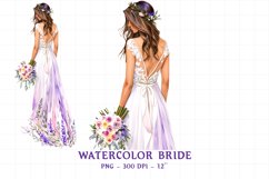 Watercolor boho bride with purple lavender flowers Product Image 1