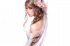 Romantic Watercolor bride with pink flowers Product Image 1