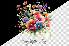 Watercolor bright bouquet of flowers Happy Mother Day greeting quote print 20 oz tumbler skinny mug wrap clipart t-shirt sublimation printable design